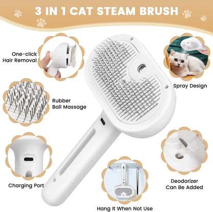 Upgraded Pet Spray Grooming Comb Steamy Floating Hair Removal Cleaning Steam Brush Styling for Dogs Cats Accessories