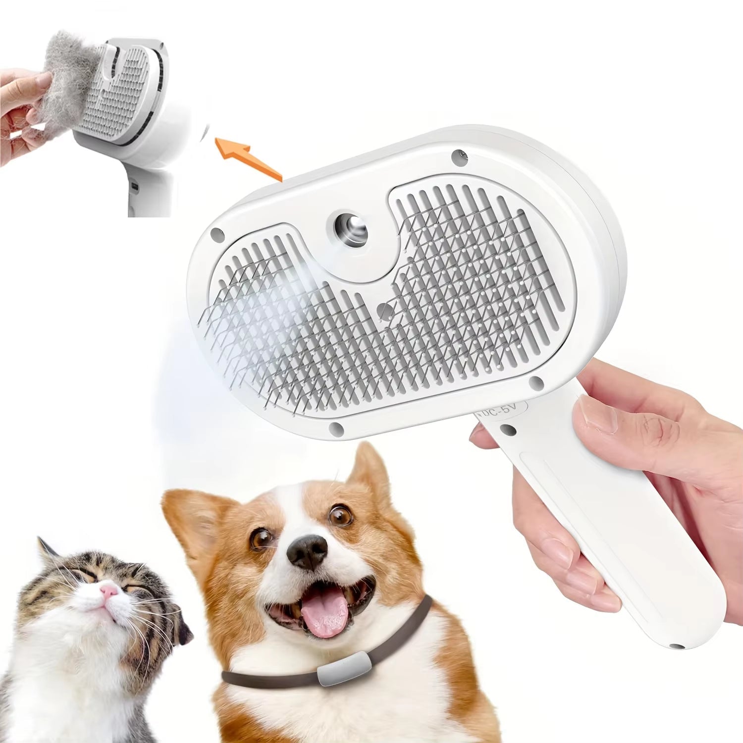 Cat Dog Steam Brush, 3 in 1 Spray Massage Comb for Cats, Rechargeable Cat Brush, with Water Tank, Brush for Short and Long Haired Cats, Ideal for Massage, Care